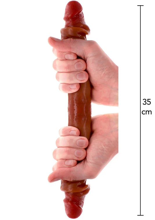 Get Real Silicone Foreskin Double Dong 35 cm by ToyJoy - Happytoys Sexshop: Toys for Feeling Happy & Easy 😊 - Discreet geleverd