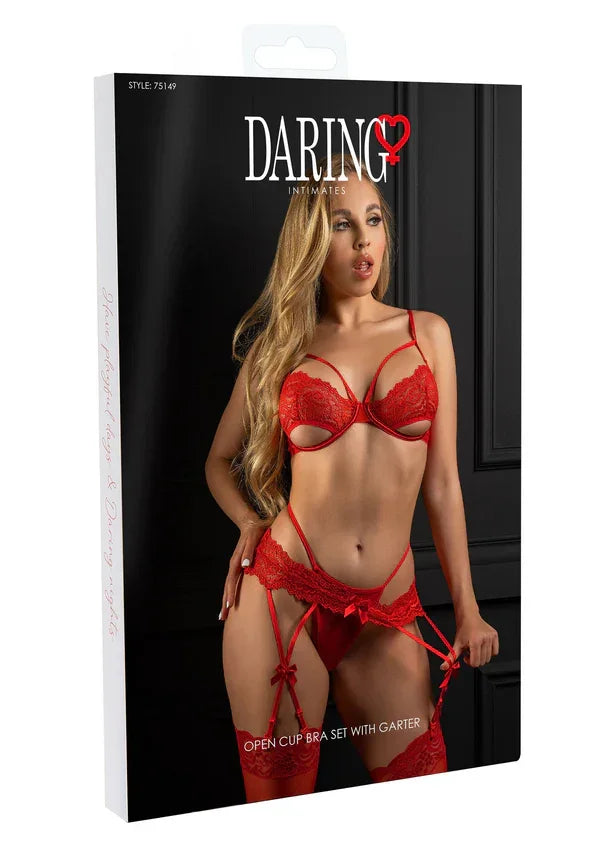 Unlined bra set with garter by Daring Intimates - Happytoys Sexshop: Toys for Feeling Happy & Easy 😊 - Discreet geleverd