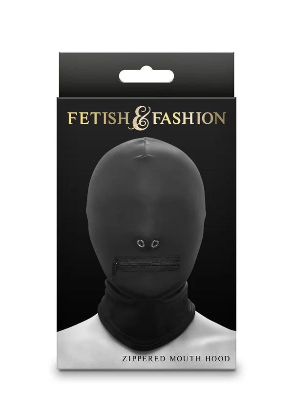 Zippered Mouth Hood White by NS Novelties