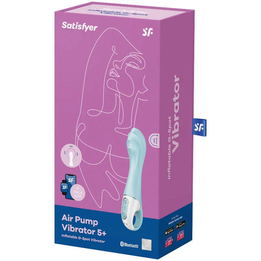 SATISFYER - AIR PUMP VIBRATOR 5+ INFLATABLE G-SPOT VIBRATOR APP BLUE - Happytoys Sexshop: online sex shop for Feeling Happy & Easy π - Discreet geleverd