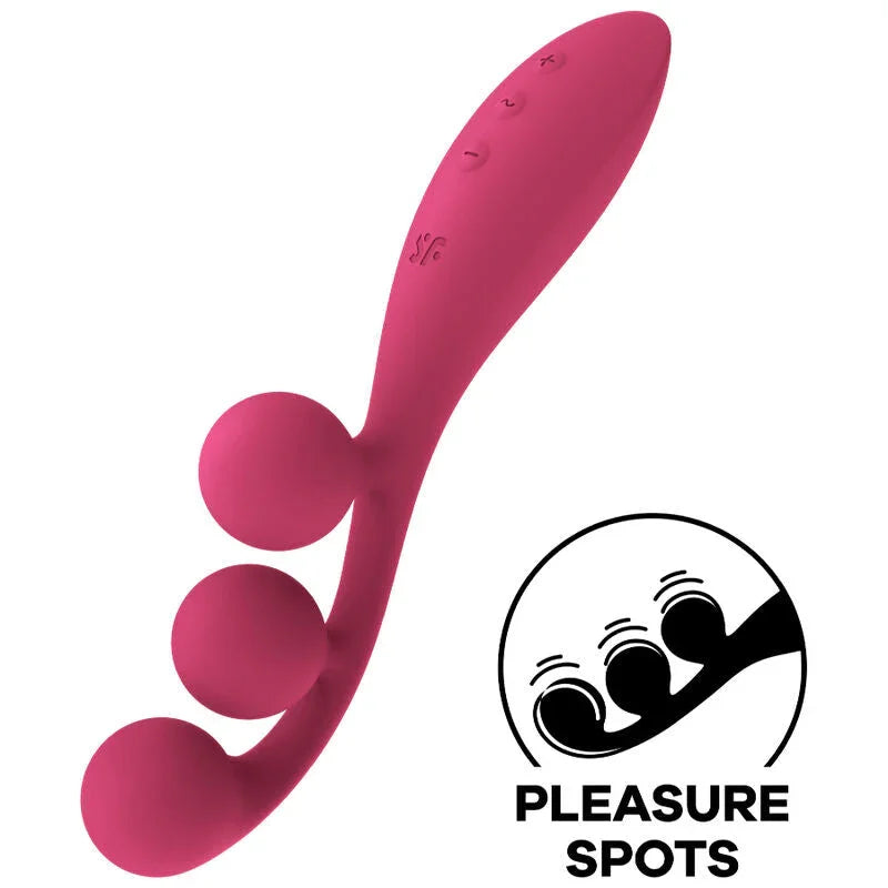 SATISFYER - TRI BALL 1 MULTI VIBRATOR RED - Happytoys Sexshop: online sex shop for Feeling Happy & Easy 😊 - Discreet geleverd