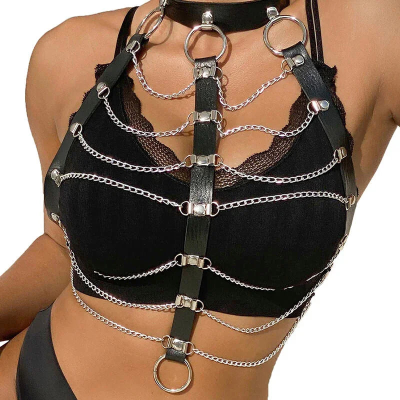 SUBBLIME - CHEST HARNESS LEATHER CHAINS BLACK ONE SIZE - Happytoys Sexshop: online sex shop for Feeling Happy & Easy π - Discreet geleverd