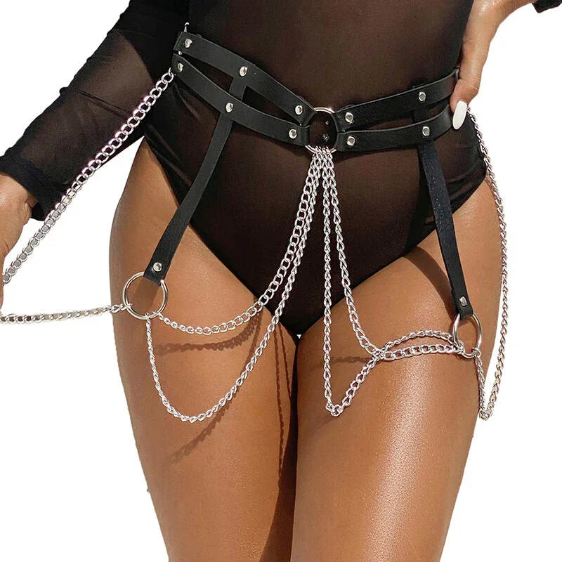 SUBBLIME - LEATHER RING CHAINBELT BLACK ONE SIZE - Happytoys Sexshop: online sex shop for Feeling Happy & Easy π - Discreet geleverd