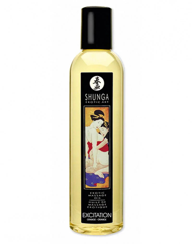 Massage olie - Excitation Orange 250 ml. By Shunga - Happytoys Sexshop: Toys for Feeling Happy & Easy 😊 - Discreet geleverd