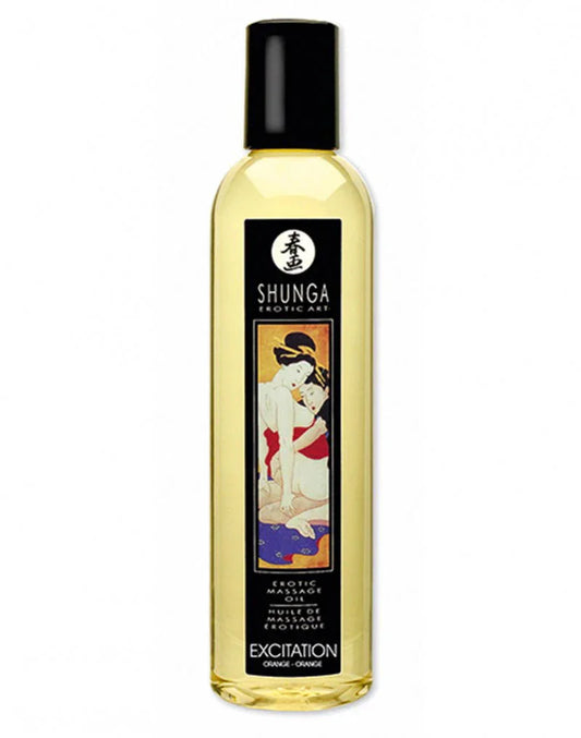 Massage olie - Excitation Orange 250 ml. By Shunga - Happytoys Sexshop: Toys for Feeling Happy & Easy 😊 - Discreet geleverd