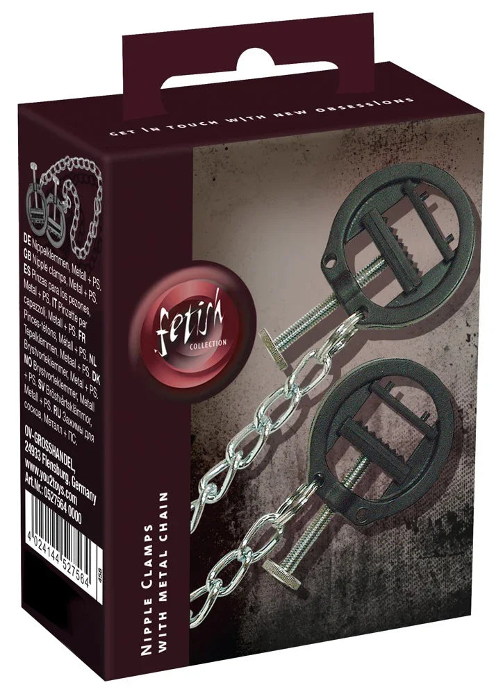 Nipple Clamps with Metal Chain - Happytoys Sexshop: Toys for Feeling Happy & Easy 😊 - Discreet geleverd