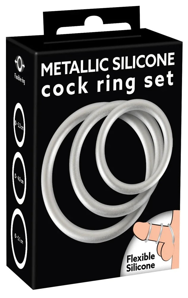 Metallic Silicone Cock Ring Set - Happytoys Sexshop: Toys for Feeling Happy & Easy 😊 - Discreet geleverd
