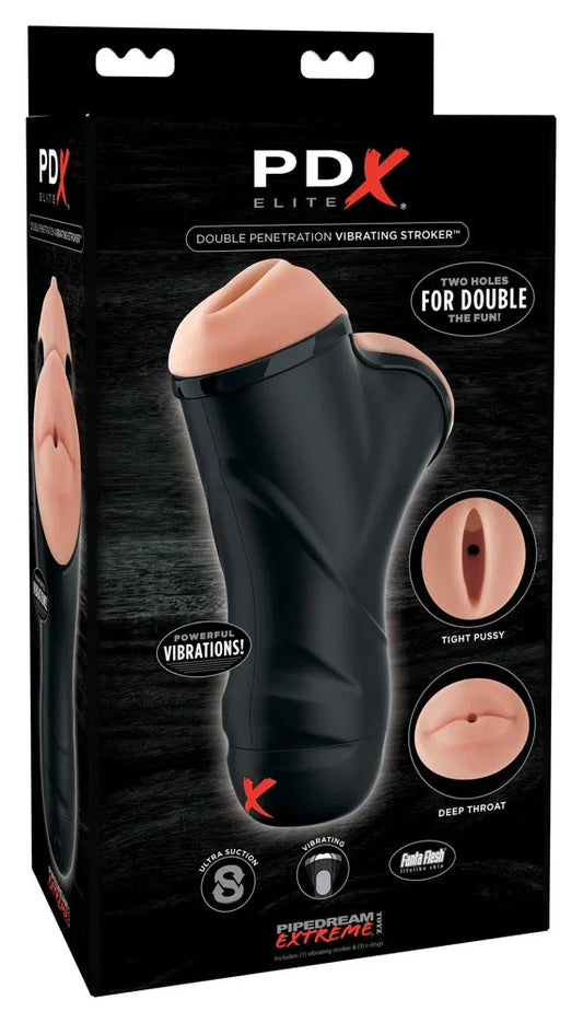 Double Penetration Vibrating Stroker - Happytoys Sexshop: Toys for Feeling Happy & Easy 😊 - Discreet geleverd