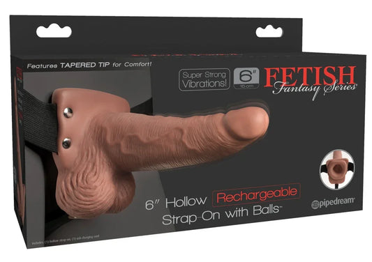 6" Hollow Rechargeable Strap-on with Balls - Happytoys Sexshop: Toys for Feeling Happy & Easy 😊 - Discreet geleverd