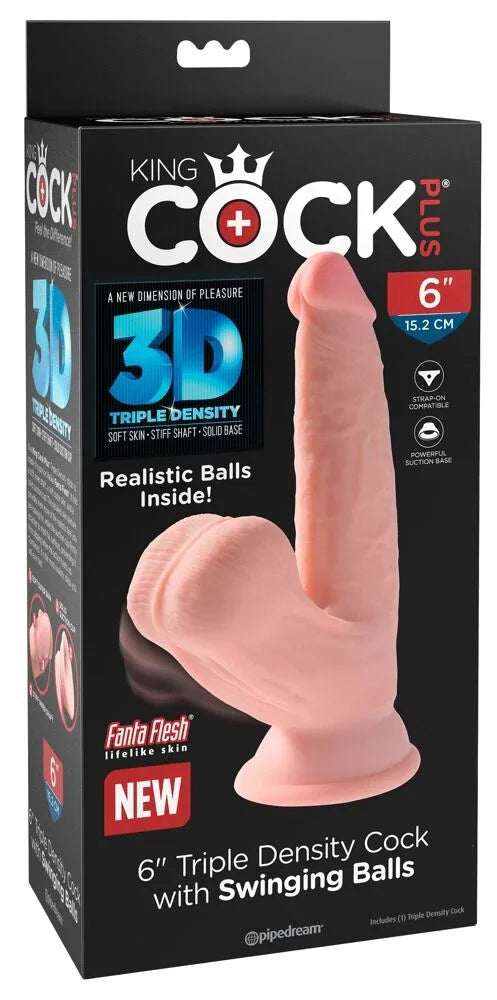 Pipedream King Cock 3D Cock Swinging Balls 6' 19.5 cm - Happytoys Sexshop: Toys for Feeling Happy & Easy 😊 - Discreet geleverd