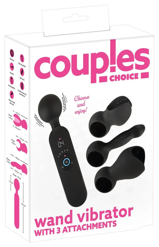 Wand Vibrator with 3 Attachments - Happytoys Sexshop: Toys for Feeling Happy & Easy 😊 - Discreet geleverd