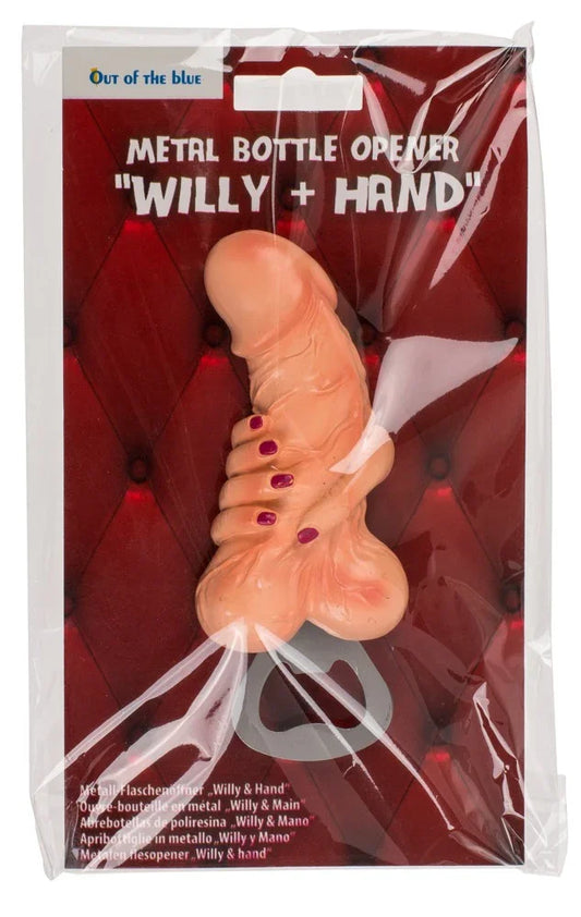 Metal Bottle Opener Willy + Hand - Happytoys Sexshop: Toys for Feeling Happy & Easy 😊 - Discreet geleverd