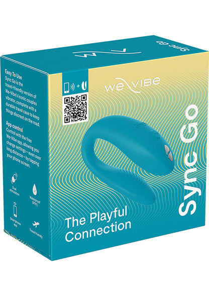 Marineblauwe sync-vibrator in verpakking, U-vormig model