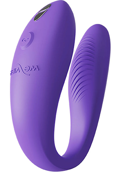 Paarse flexibele U-vibrator van siliconen, afgeronde uiteinden met reliëf