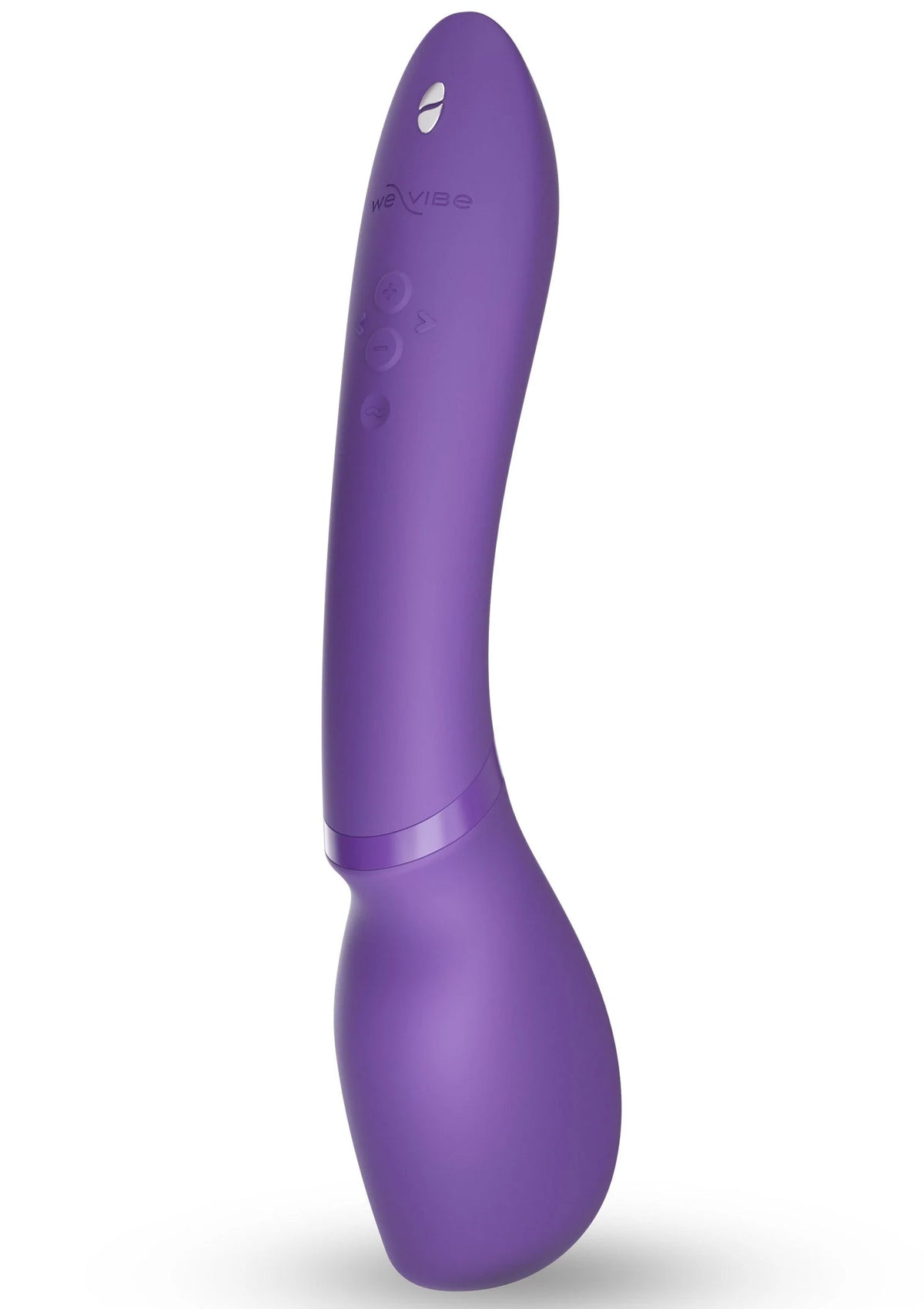 Paarse staafvormige vibrator met afgeronde punt en gladde behuizing