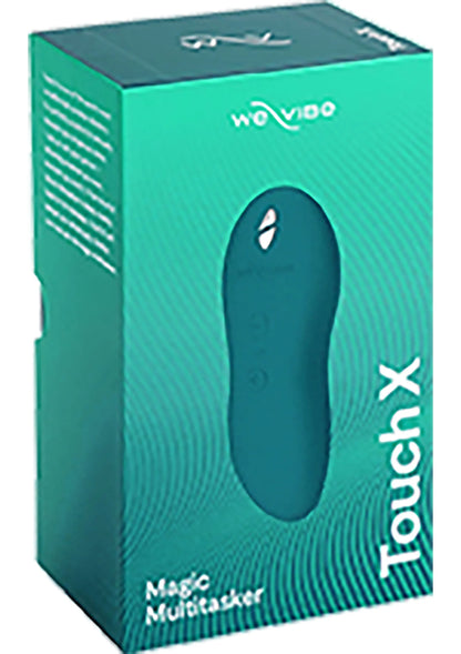 Verpakking van Touch X van weVibe met Magic Multicaster, groene doos met Touch X.