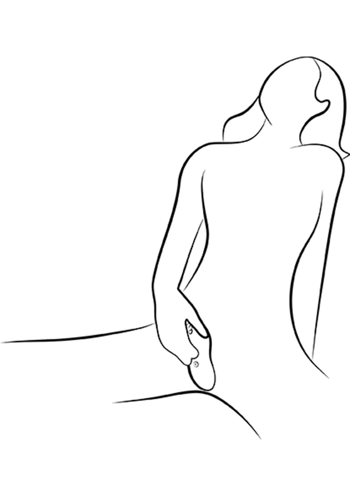 Lijntekening: hand met handvibrator tegen het lichaam