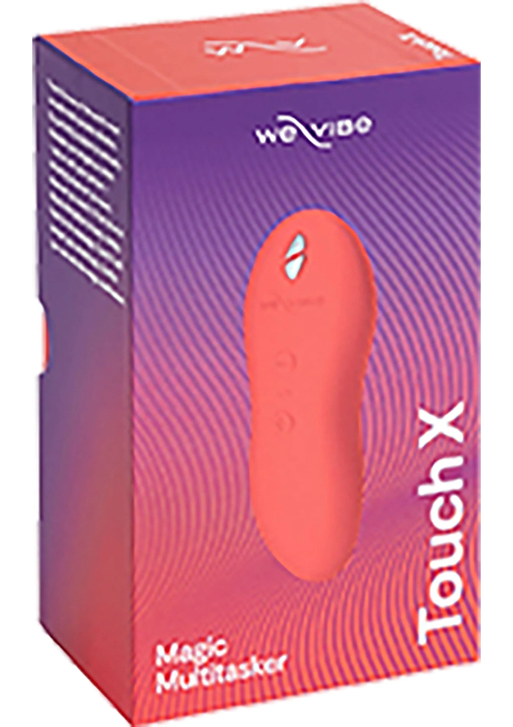 Verpakking van Touch X van weVibe met Magic Multicaster, oranje doos.