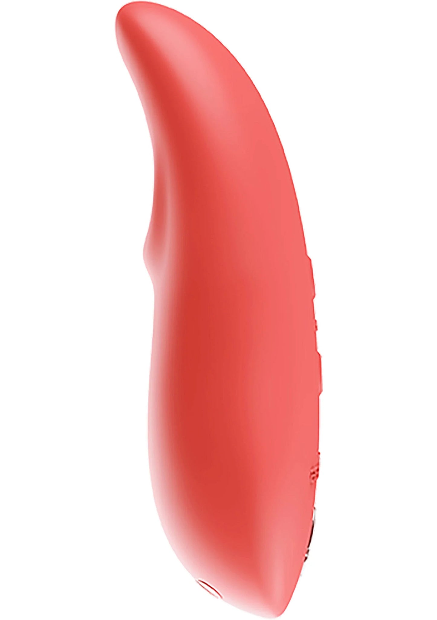 Oranje handvibrator, zijaanzicht met gladde, ovale behuizing