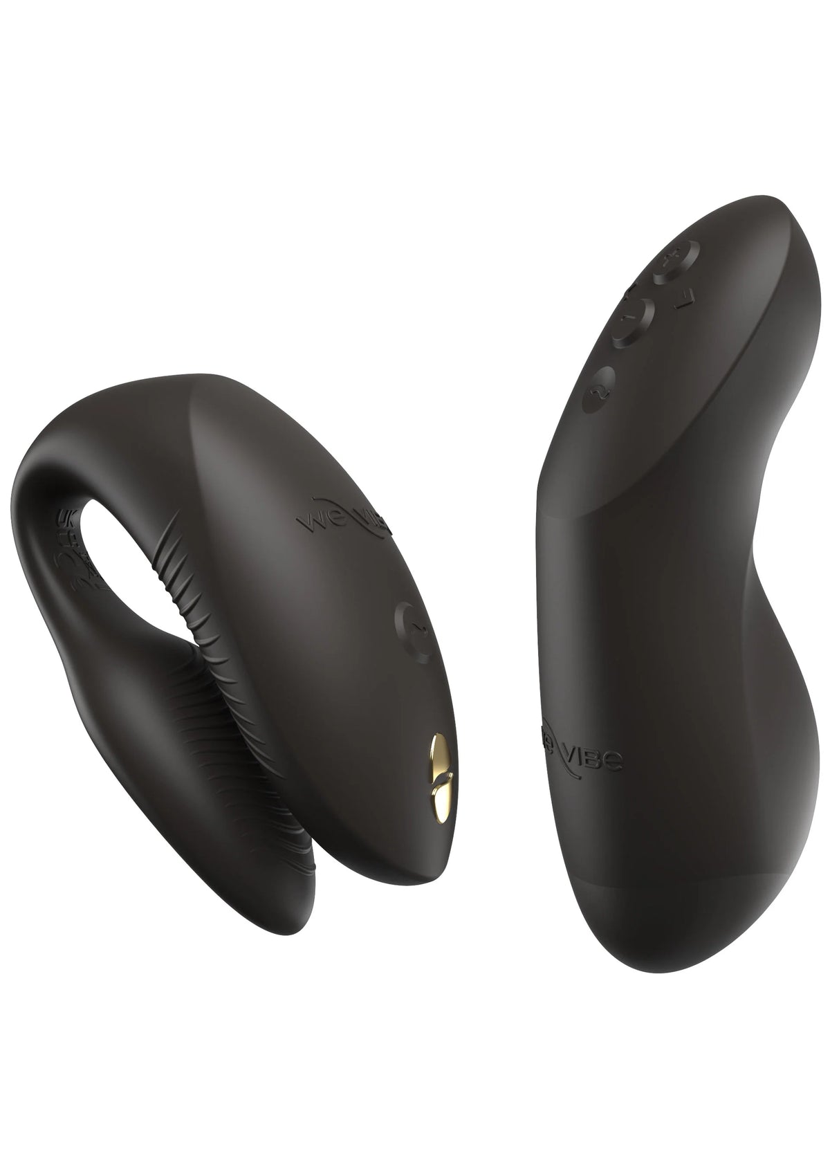 Twee zwarte gebogen vibratorhulzen met gladde buitenkant