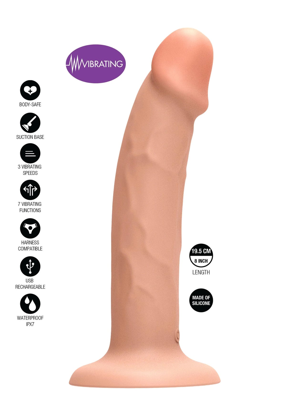 Bestel: Harness Dong Vibrating Silicone 19.5 cm by ToyJoy Get Real - bij Happytoys.nl, happytoys.be, Happytoys.ae: erotische sex webshop | liever Happy dan Easy ⭐⭐⭐⭐⭐