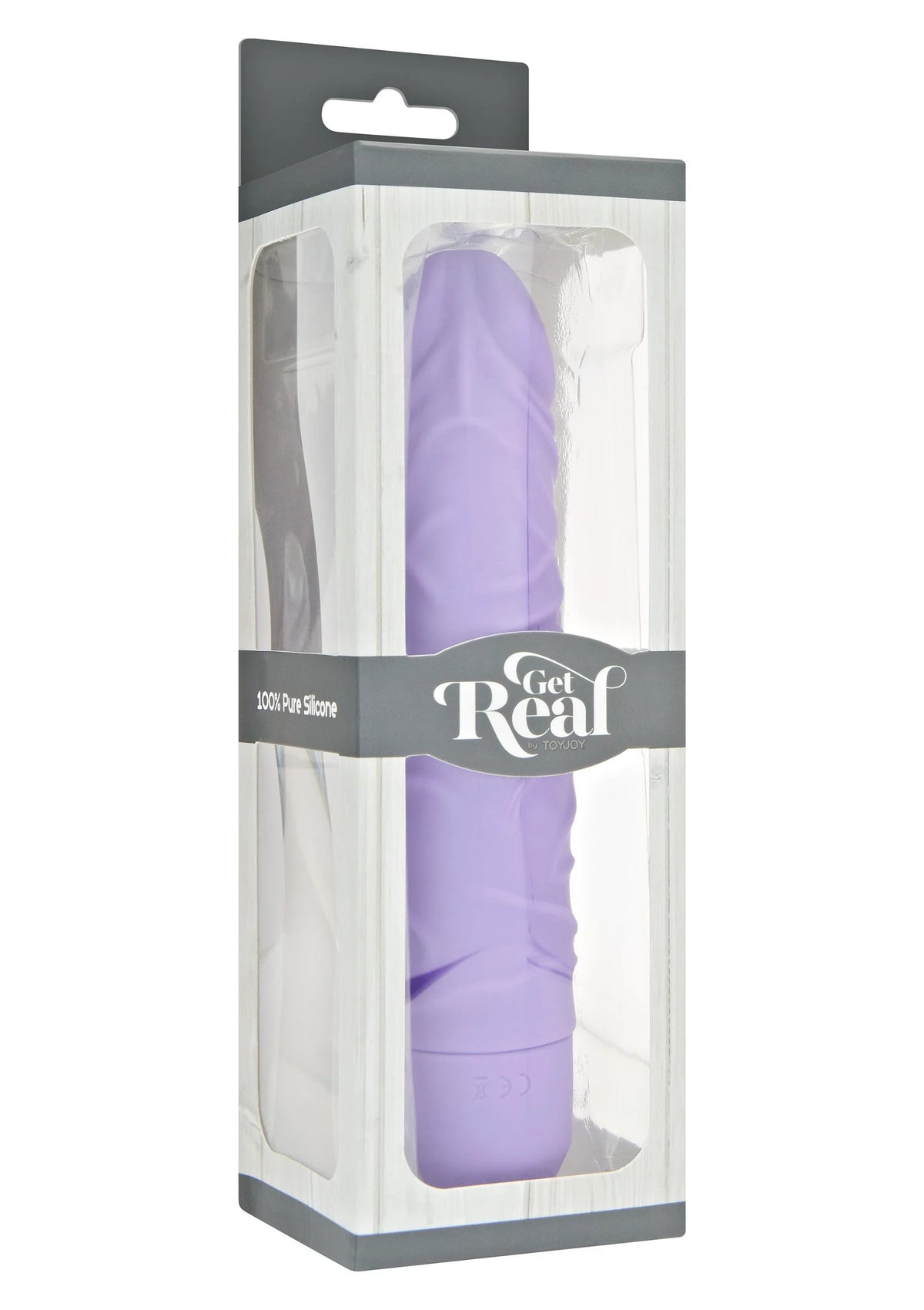 ToyJoy klassieke vibrator in paarse verpakking, lang en gebogen met reliëf