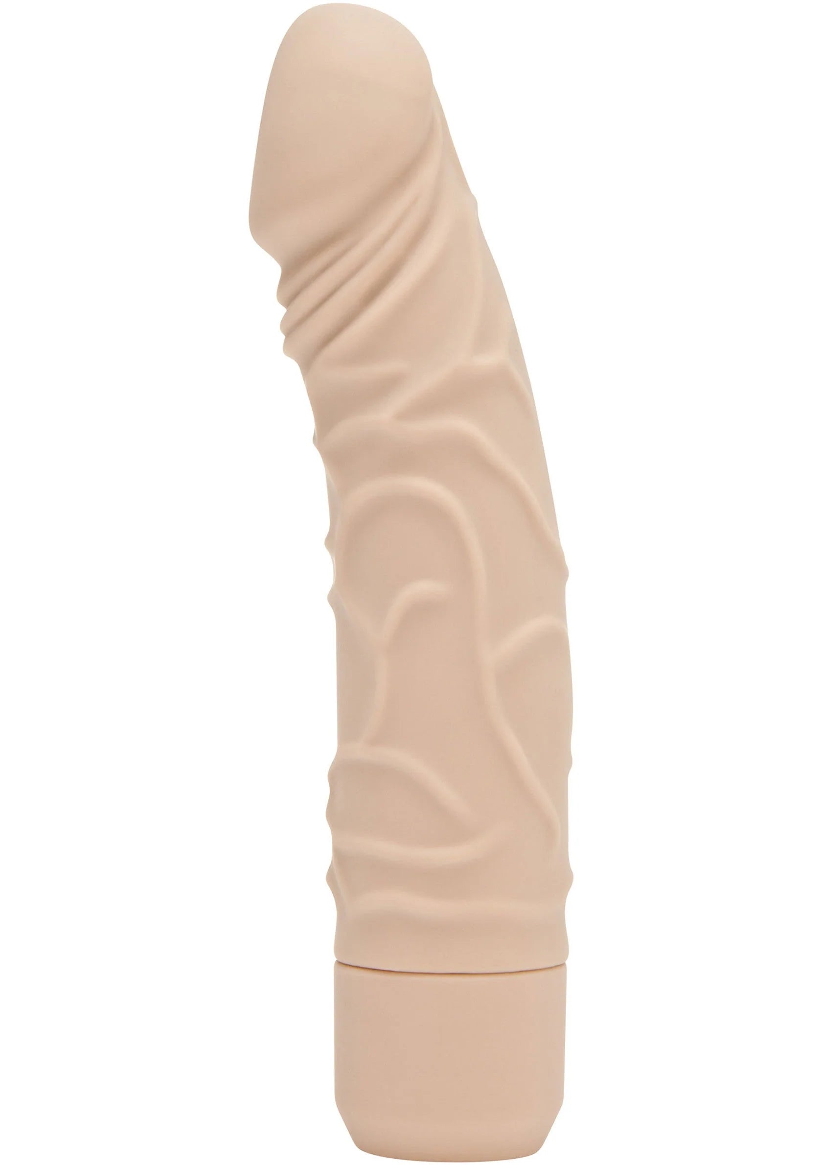 ToyJoy vibratorhoes in beige nude, zijaanzicht met reliëfcontouren over de hele hoes.