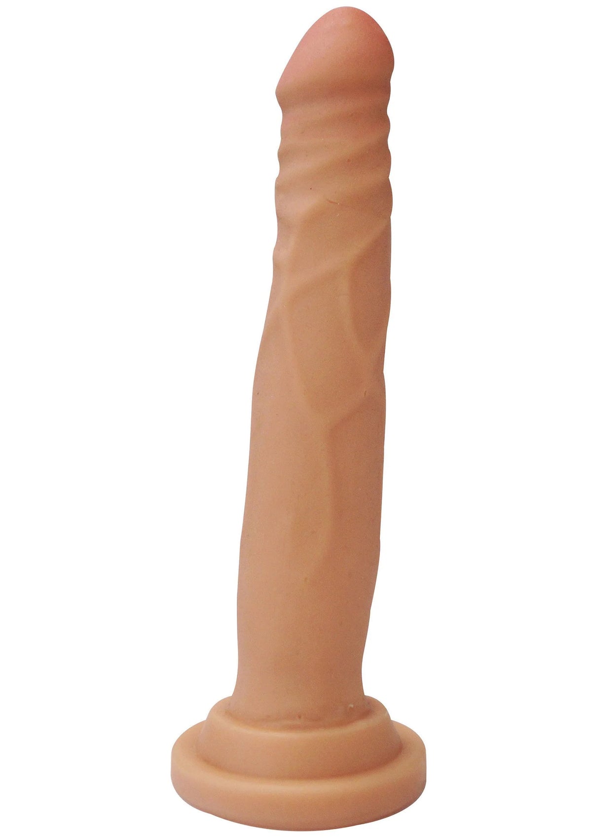 Dildo van TPE, lichtroze, taps toelopende schacht met brede voet