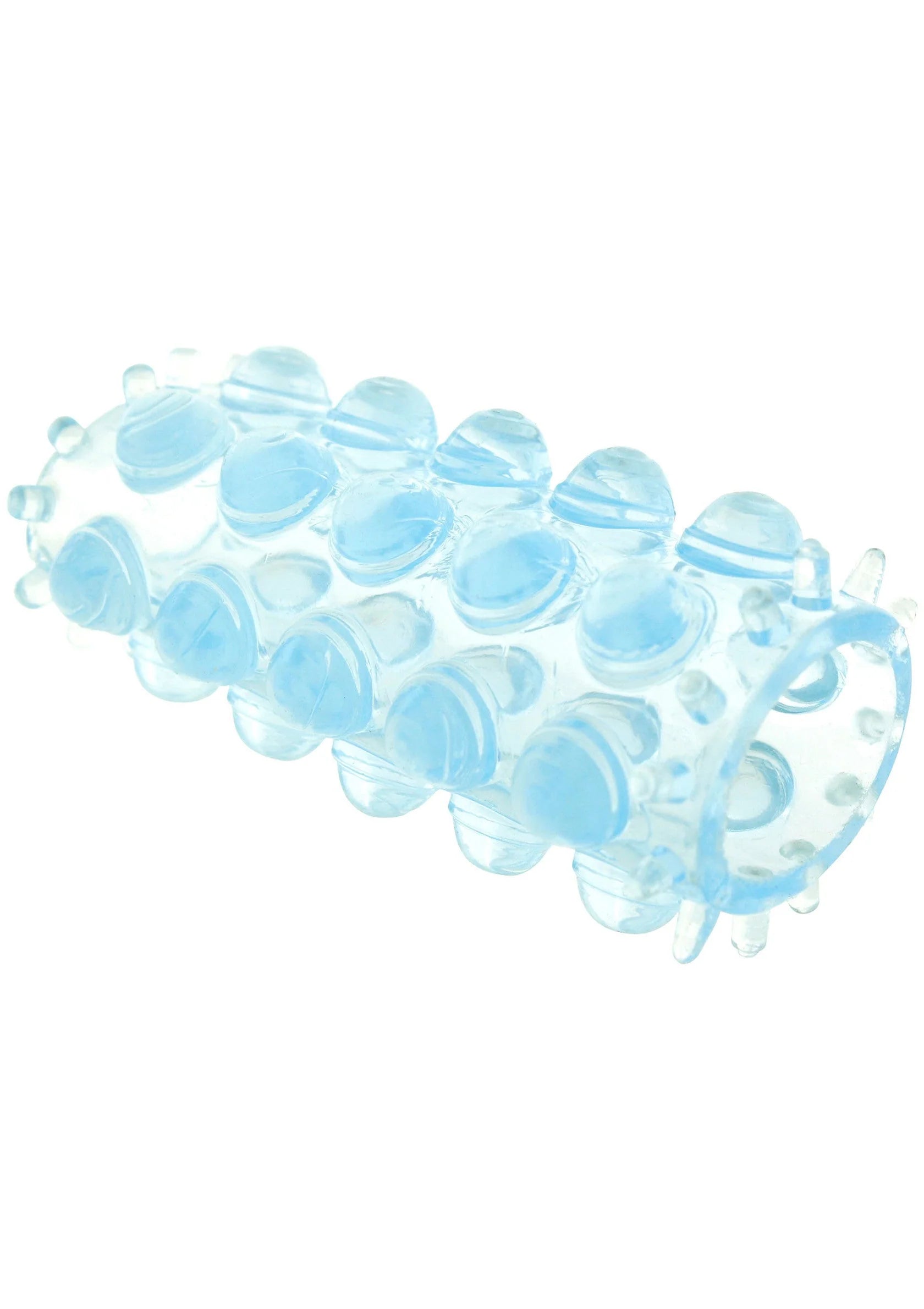 Lichtblauwe doorzichtige siliconen sleeve met ronde noppen en elastische vorm