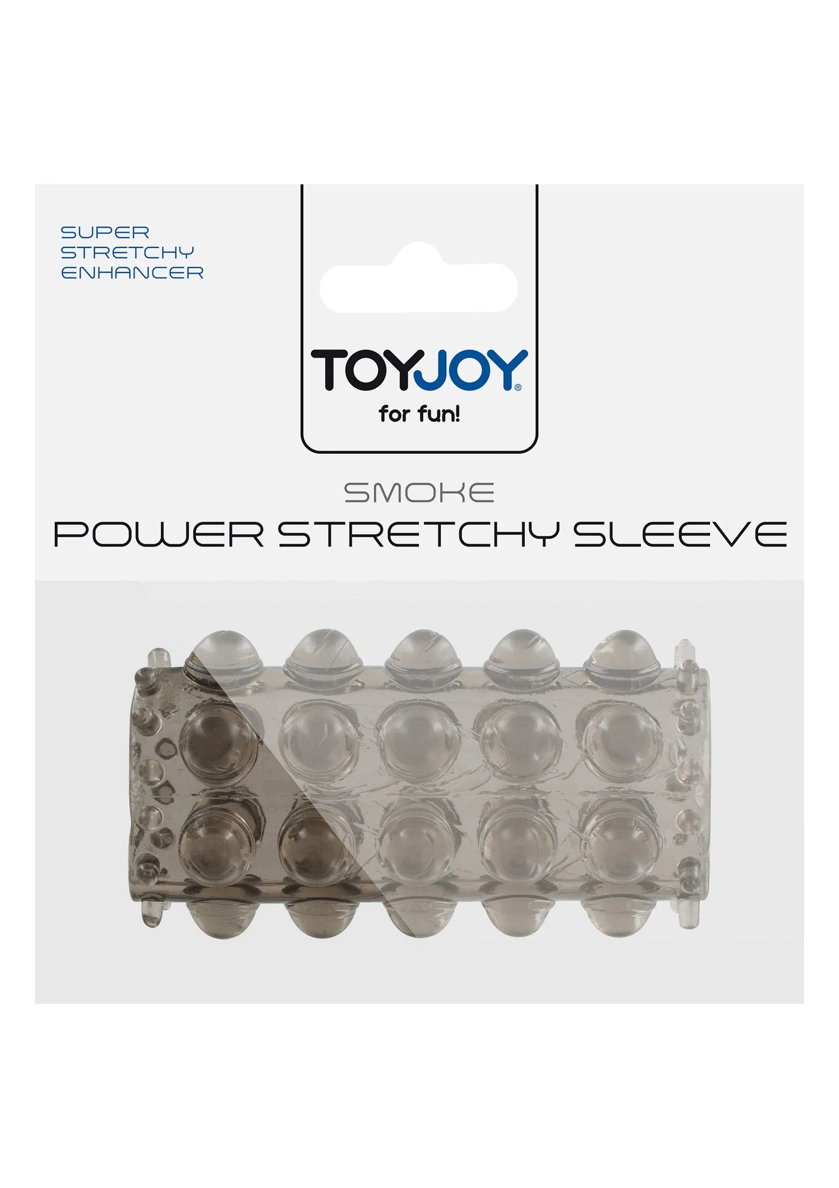 Power Stretchy sleeve in verpakking, rookkleurige doorzichtige siliconen noppen