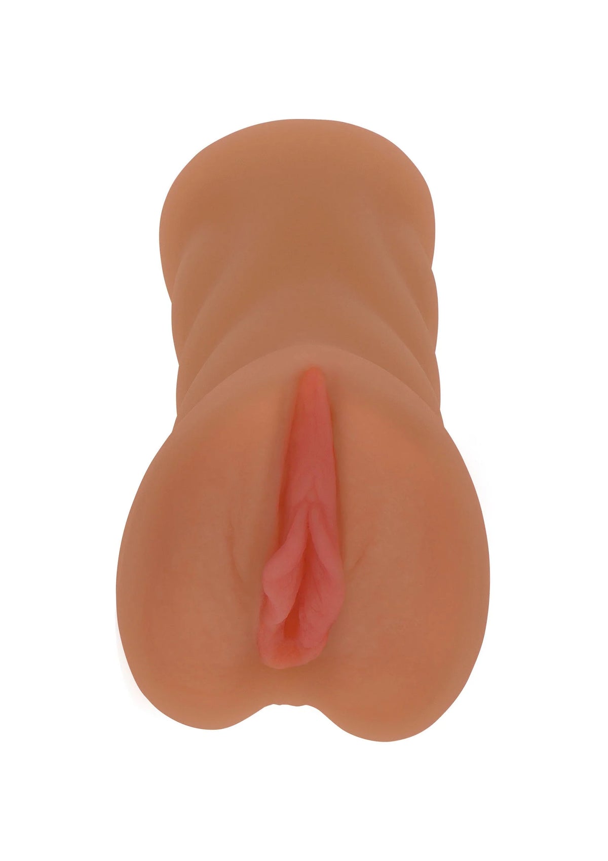 Pocket pussy sekstoy, close-up van roze opening en beige huid