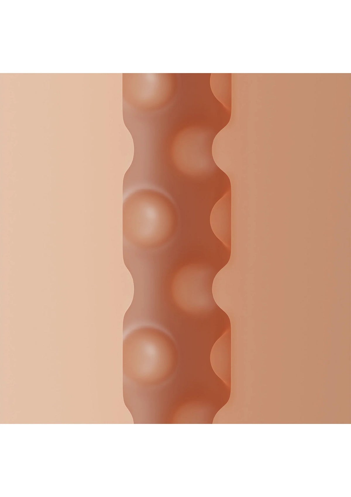 Detail van binnenreliëf met meerdere ronde uitstulpingen in beige.