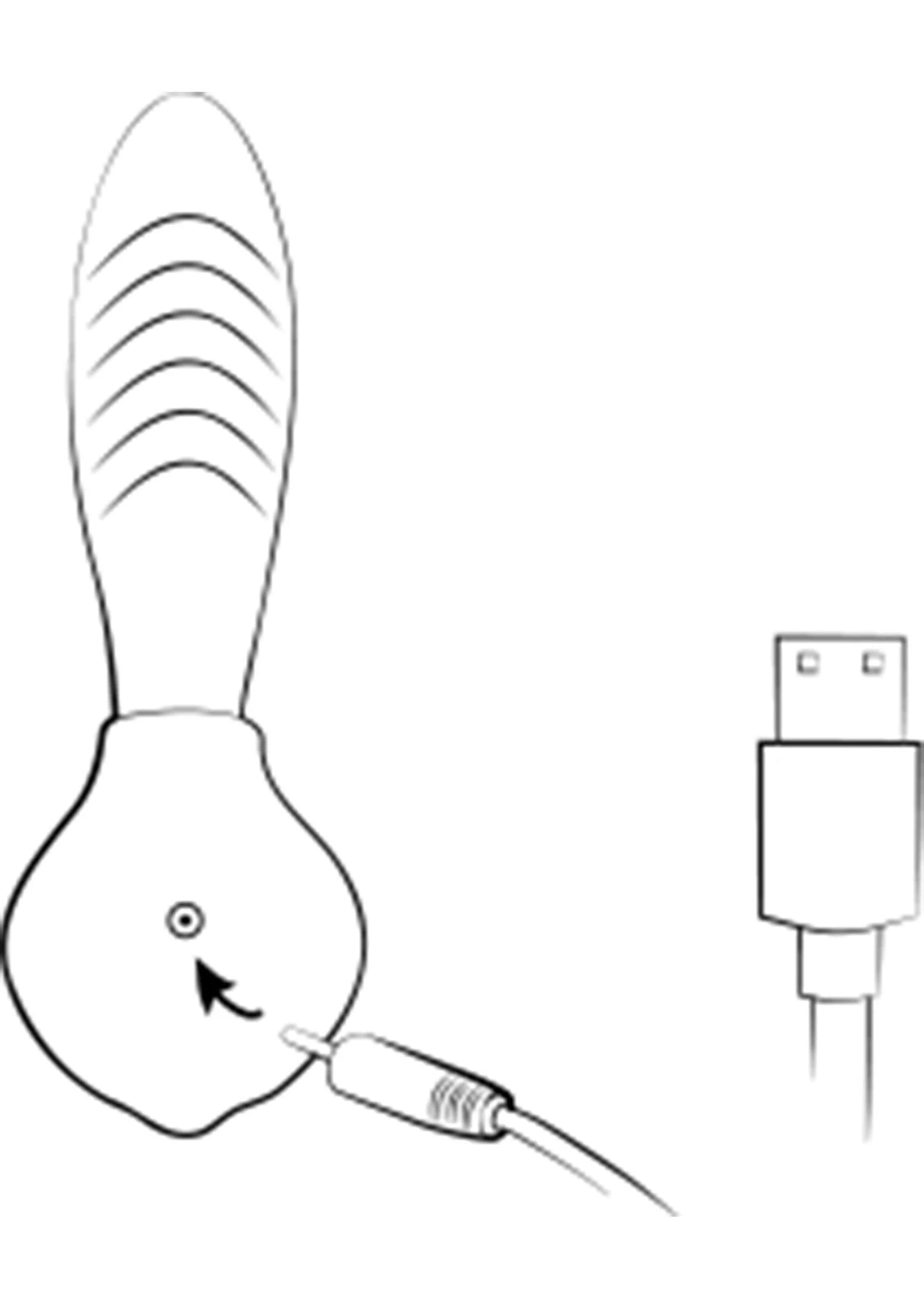 Line-art toont waterdichte G-spot luchtdrukvibrator met voedingskabel