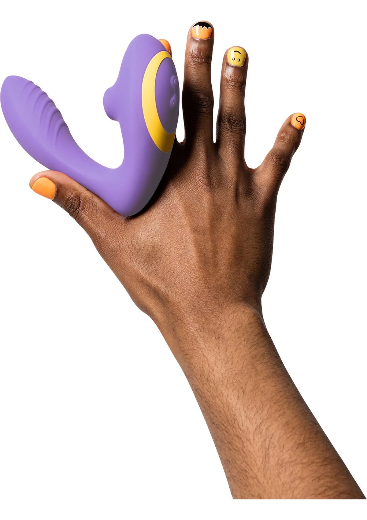 Paarse G-spot luchtdrukvibrator op open handpalm