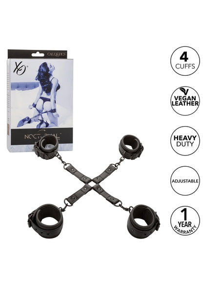 Zwarte hog tie boeien set met verstelbare riemen en metalen ketting, 4 stuks
