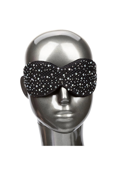 Zwart pailletten oogmasker met middengedeelte en elastische band, van voren