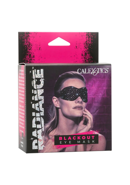 CalExotics verpakking met zwart blackout oogmasker met steentjes