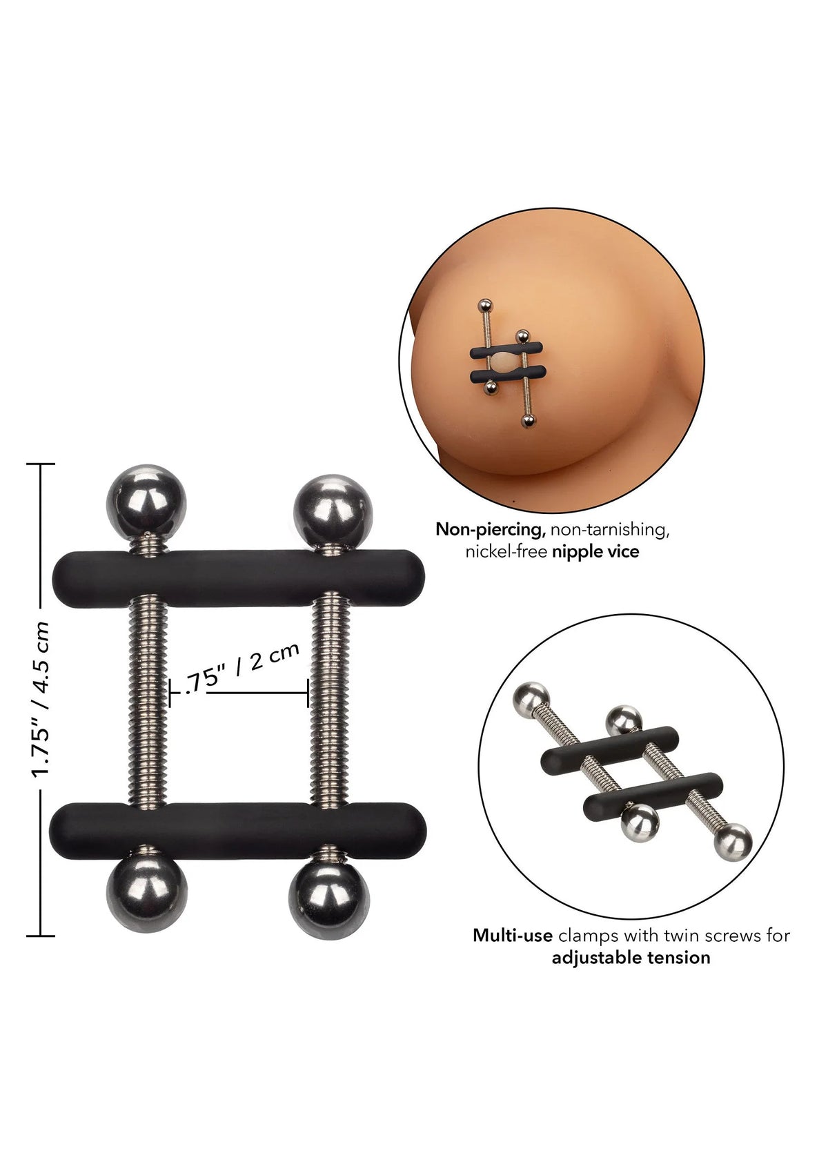 Beste vandaag nog: Nipple Grips Power Grip Crossbar Nipple Vices by CalExotics - bij Happytoys