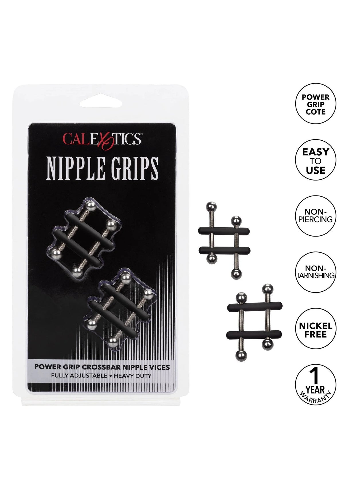 Beste vandaag nog: Nipple Grips Power Grip Crossbar Nipple Vices by CalExotics - bij Happytoys