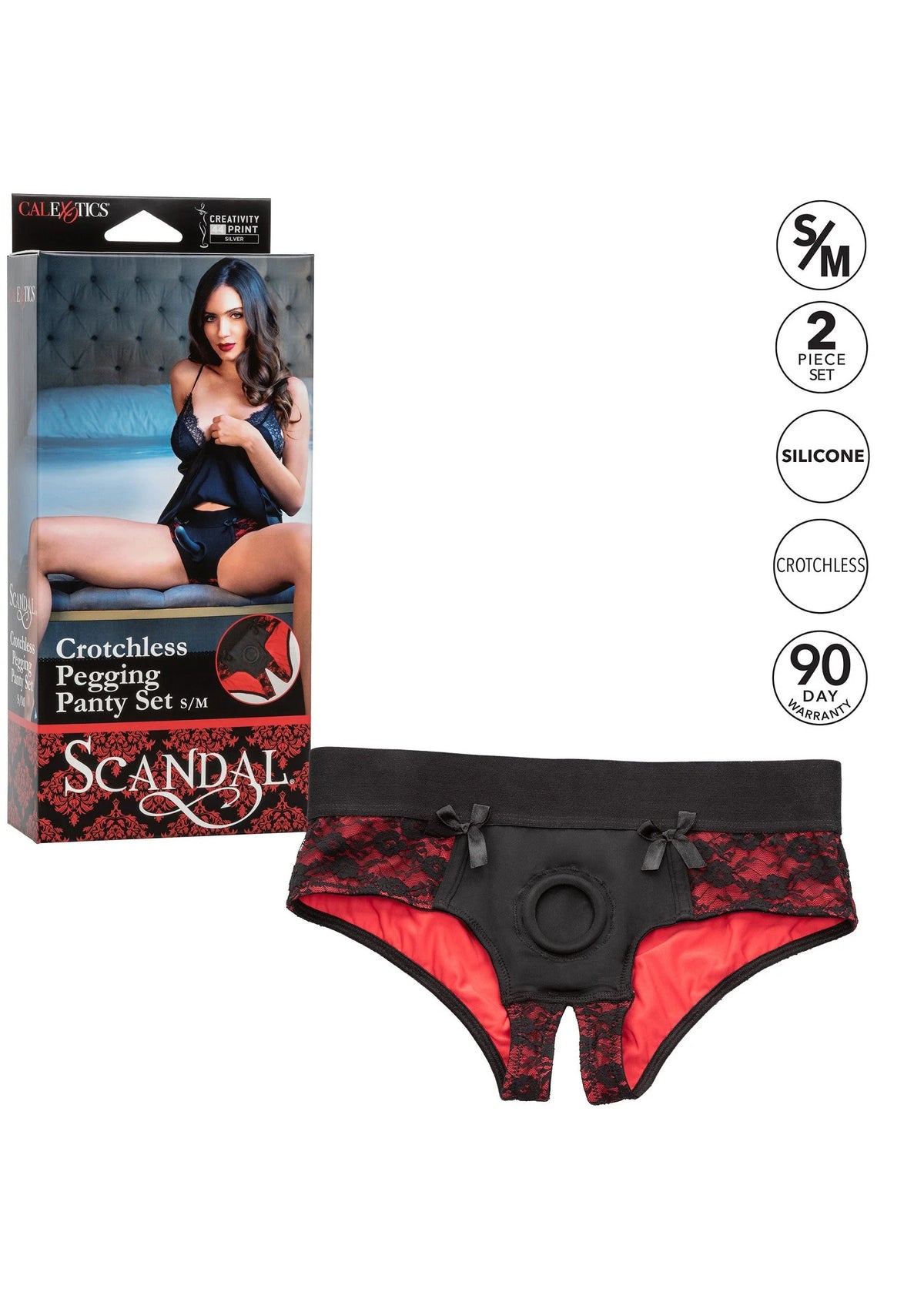 Bestel: Scandal Crotchless Pegging Panty Set S/M by CalExotics - bij Happytoys.nl, happytoys.be, Happytoys.ae: erotische sex webshop | liever Happy dan Easy ⭐⭐⭐⭐⭐