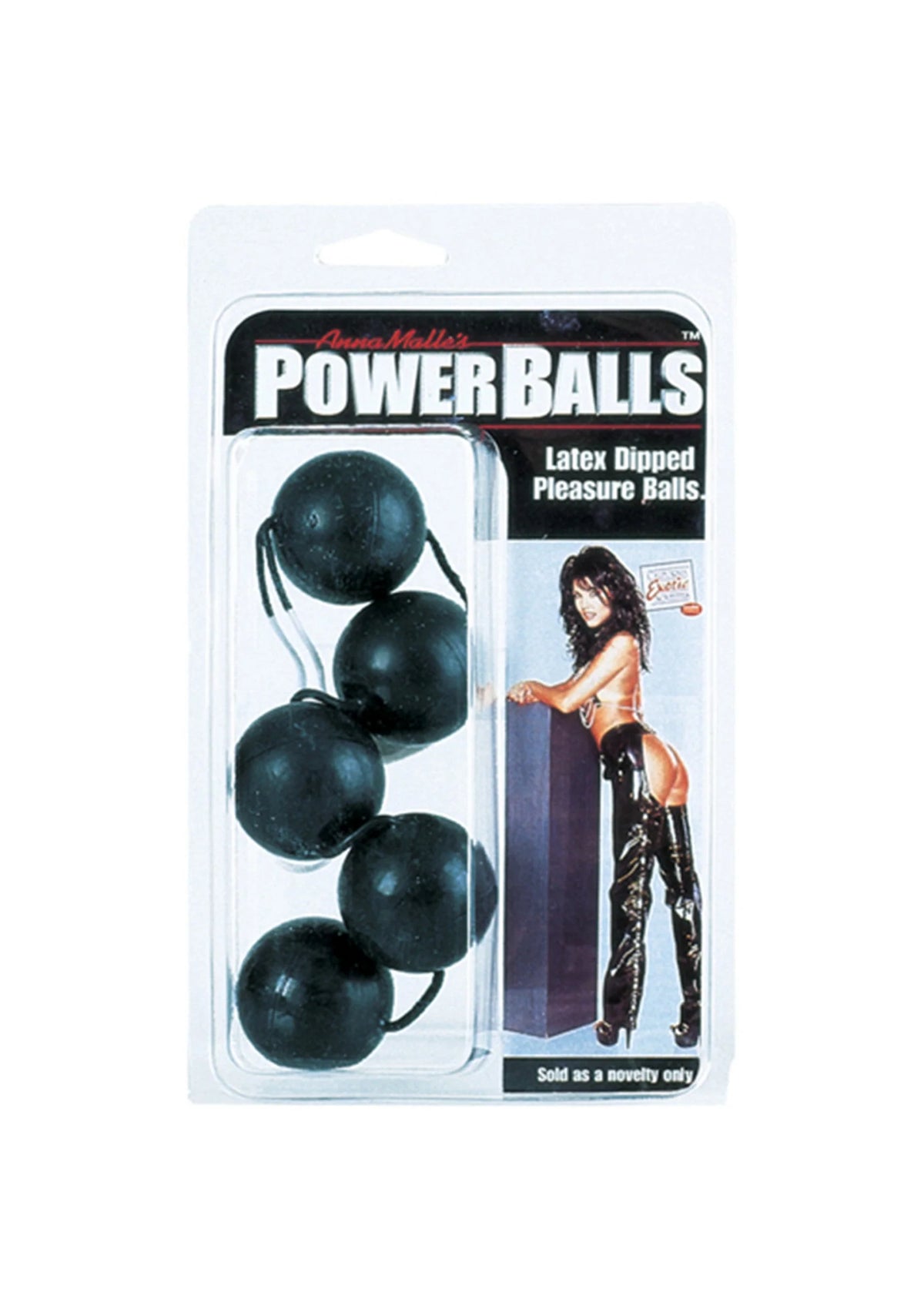 Doosje met CalExotics Power Balls en vijf zwarte latex balletjes