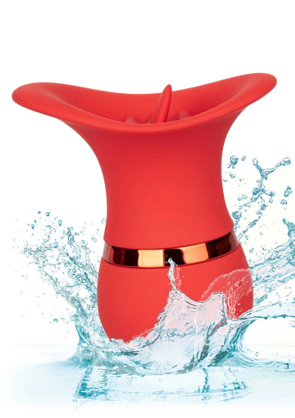 Rode teaser-vibrator met brede kop, waterbestendig met spettereffecten