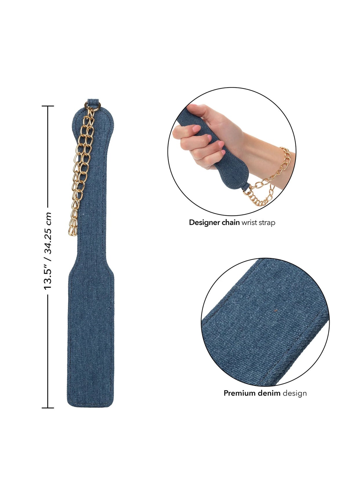 Denim paddle met gouden ketting polsband