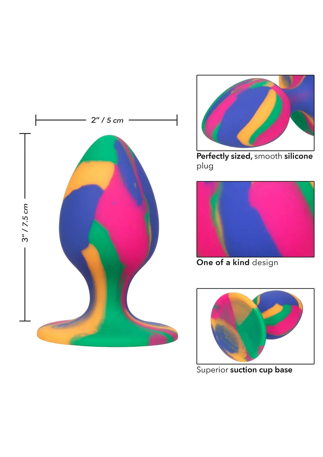 Cheeky Medium Tie-Dye Plug by CalExotics - Happytoys Sexshop: Toys for Feeling Happy & Easy 😊 - Discreet geleverd
