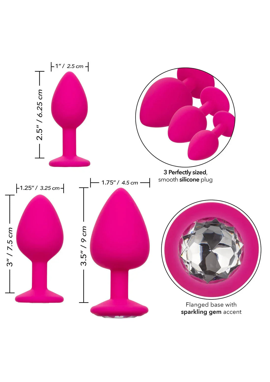 Cheeky Gems 3 pcs by CalExotics - Happytoys Sexshop: Toys for Feeling Happy & Easy 😊 - Discreet geleverd
