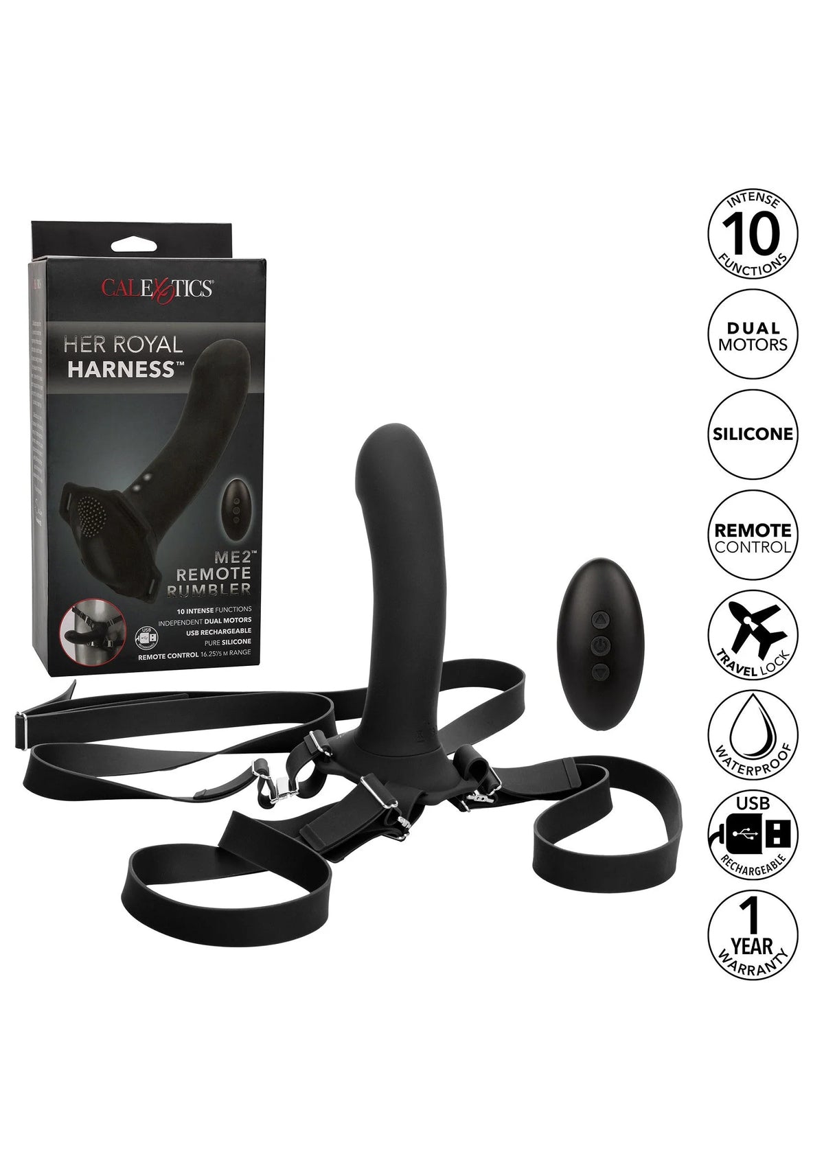 Bestel: Her Royal Harness Me2 Remote Rumbler Pegging Strap - On CalExotics - bij Happytoys: de erotische sex webshop | liever Happy dan Easy ⭐⭐⭐⭐⭐