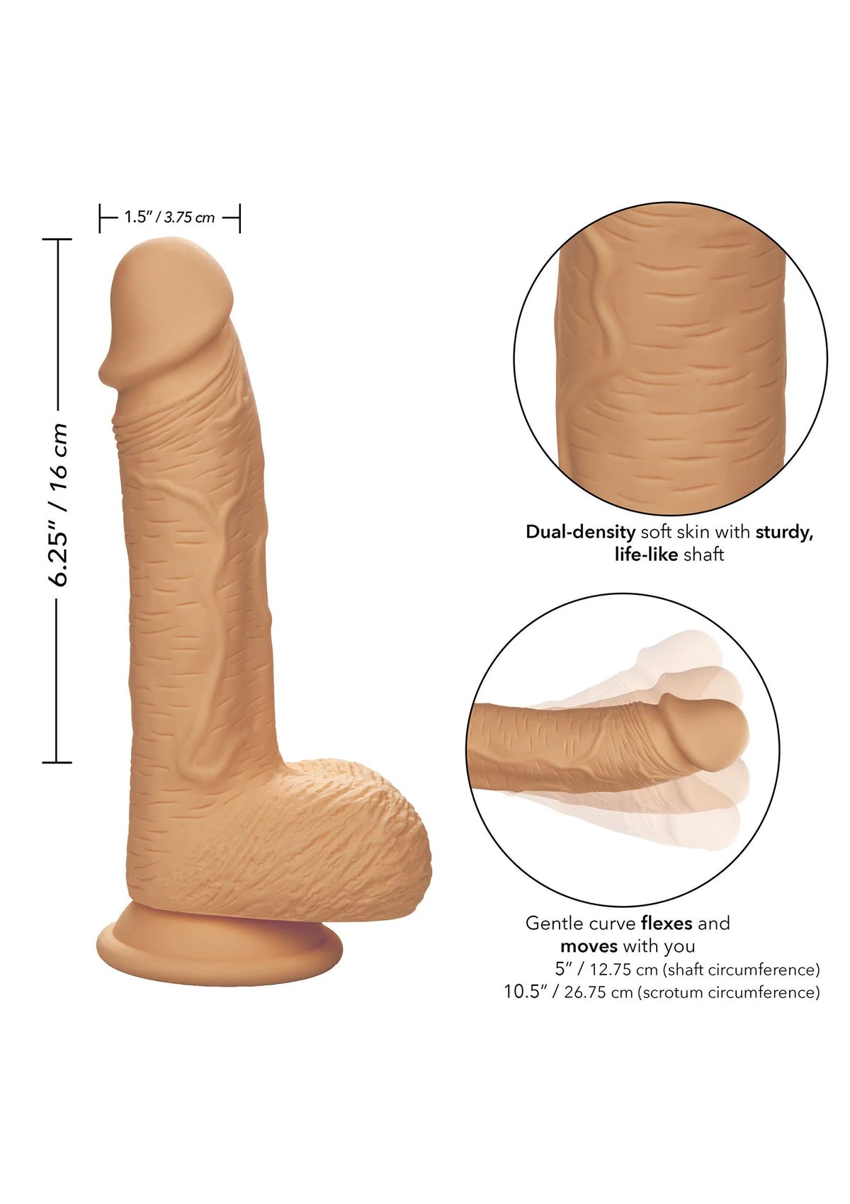 Bestel: Dual Density Silicone Stud Brown 6.25 inch by CalExotics - bij Happytoys: de erotische sex webshop | liever Happy dan Easy ⭐⭐⭐⭐⭐