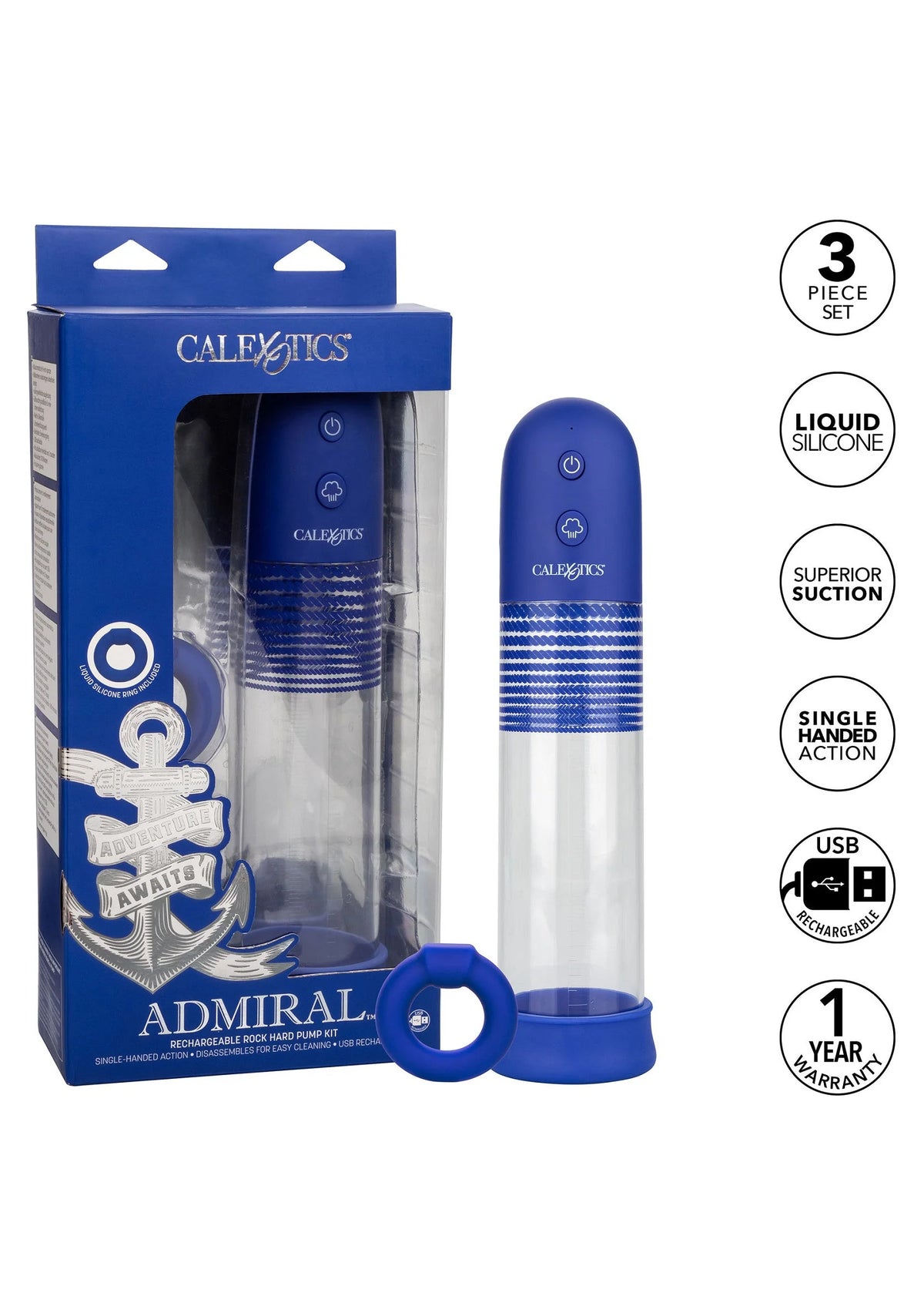 Beste vandaag nog: Admiral Rechargeable Rock Hard Pump Kit by CalExotics - bij Happytoys