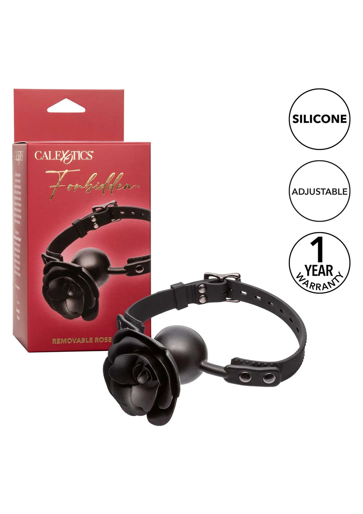 Bestel: Forbidden Removable Rose Gag by CalExotics - bij Happytoys.nl, happytoys.be, Happytoys.ae: erotische sex webshop | liever Happy dan Easy ⭐⭐⭐⭐⭐