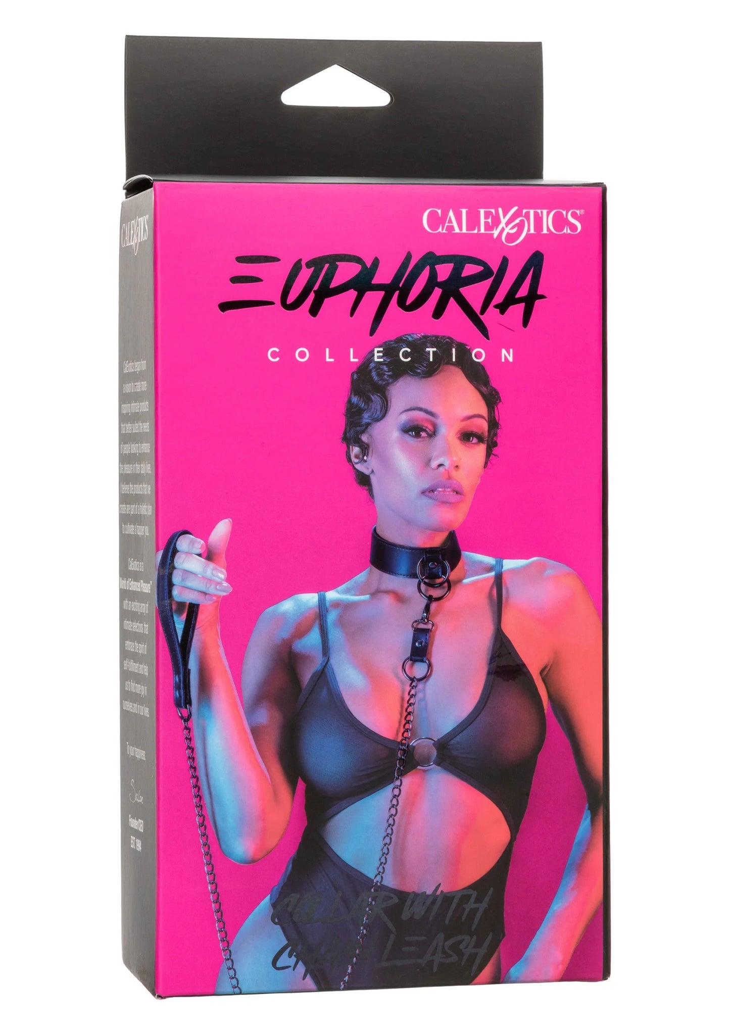 Euphoria Collection halsband met ketting op zwarte verpakking met CalExotics-logo